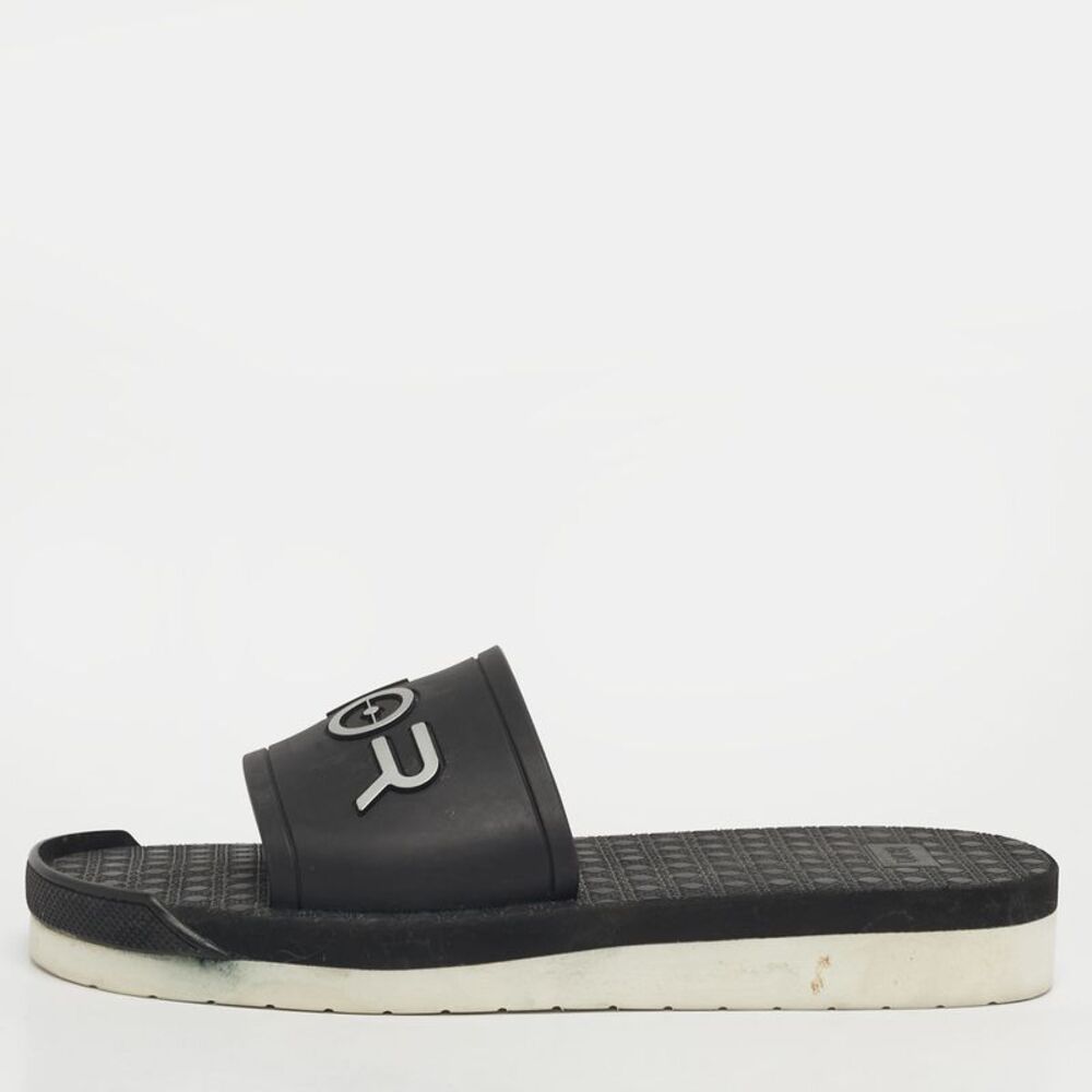 Dior Alpha Size 40 Black Rubber Flat Slide Sandals - Picture 1 of 7